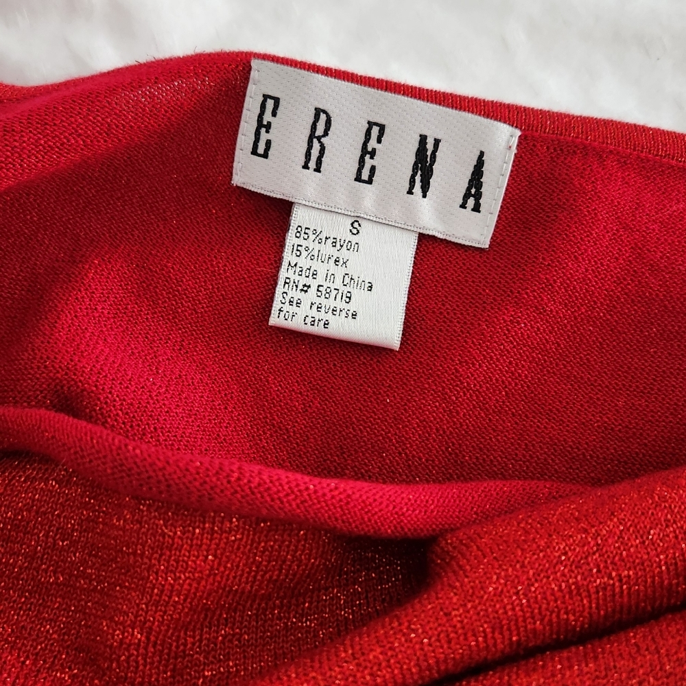 Y2K Vintage Red Sparlkly Sleevless Shirt - Picture 6 of 7